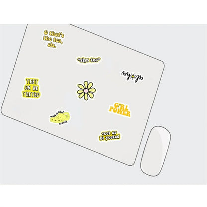 50PCS Cartoon Yellow Fresh Sunflower Doodle Stickers Perfect for journals, suitcases, laptops, water bottles, skateboards, pencil cases, and as exquisite desktop decorative decals.