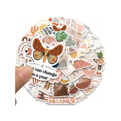 50PCS Cartoon Bohemian Style Graffiti Stickers - Exquisite and Fashionable DIY Journal Decorations Suitable for Skateboards, Guitars, Laptops, and Stationery Boxes
