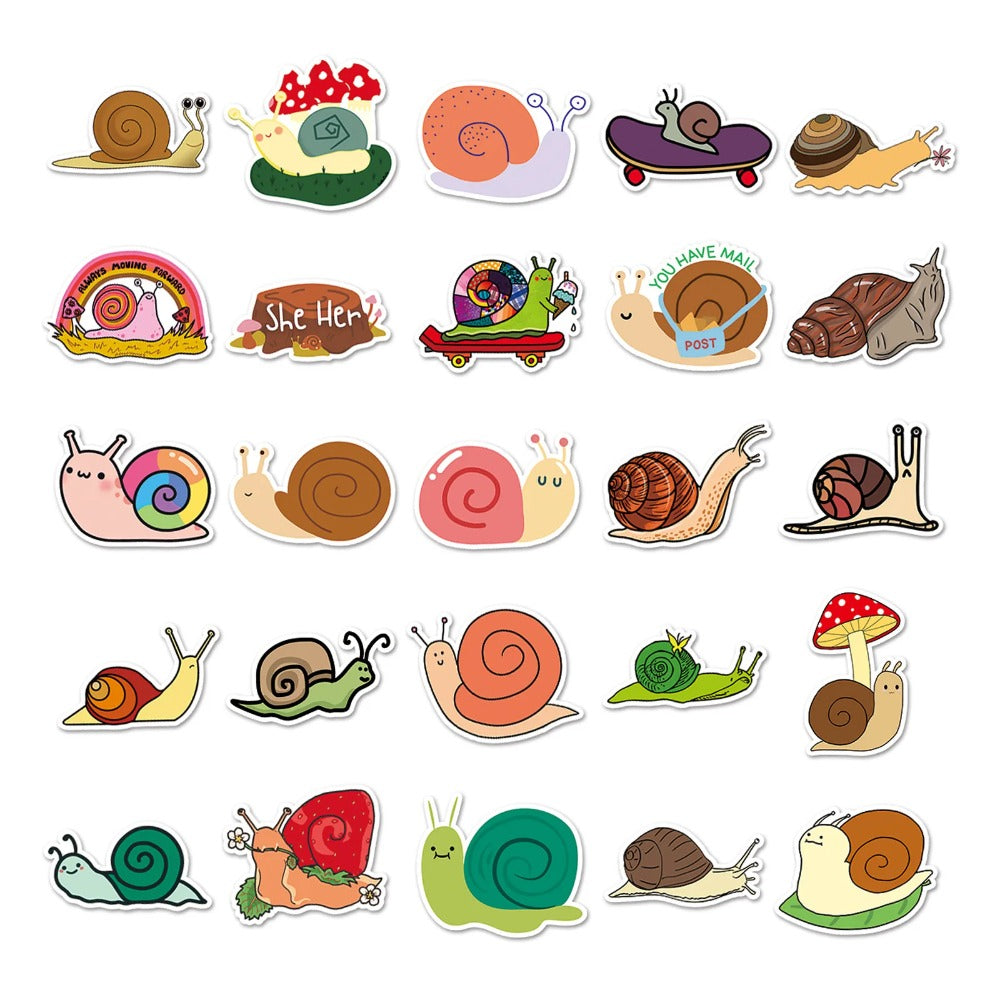 50PCS Gastropod Temporality Stickers - Slow Motion Epistemology Decals for Slime Trail Cartography, Spiral Chronology Maps & Decelerated Consciousness Journals