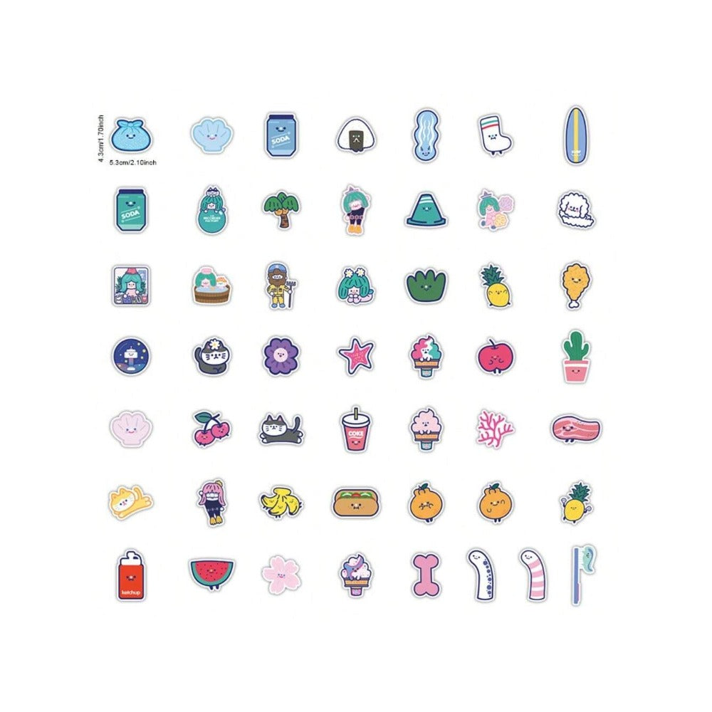 100PCS Korean Instagram-Worthy Girly Doodle Stickers Exquisite Fashion Creative DIY Decorative Decals Perfect for Skateboards, Cars, Helmets, Laptops, and Stationery Boxes