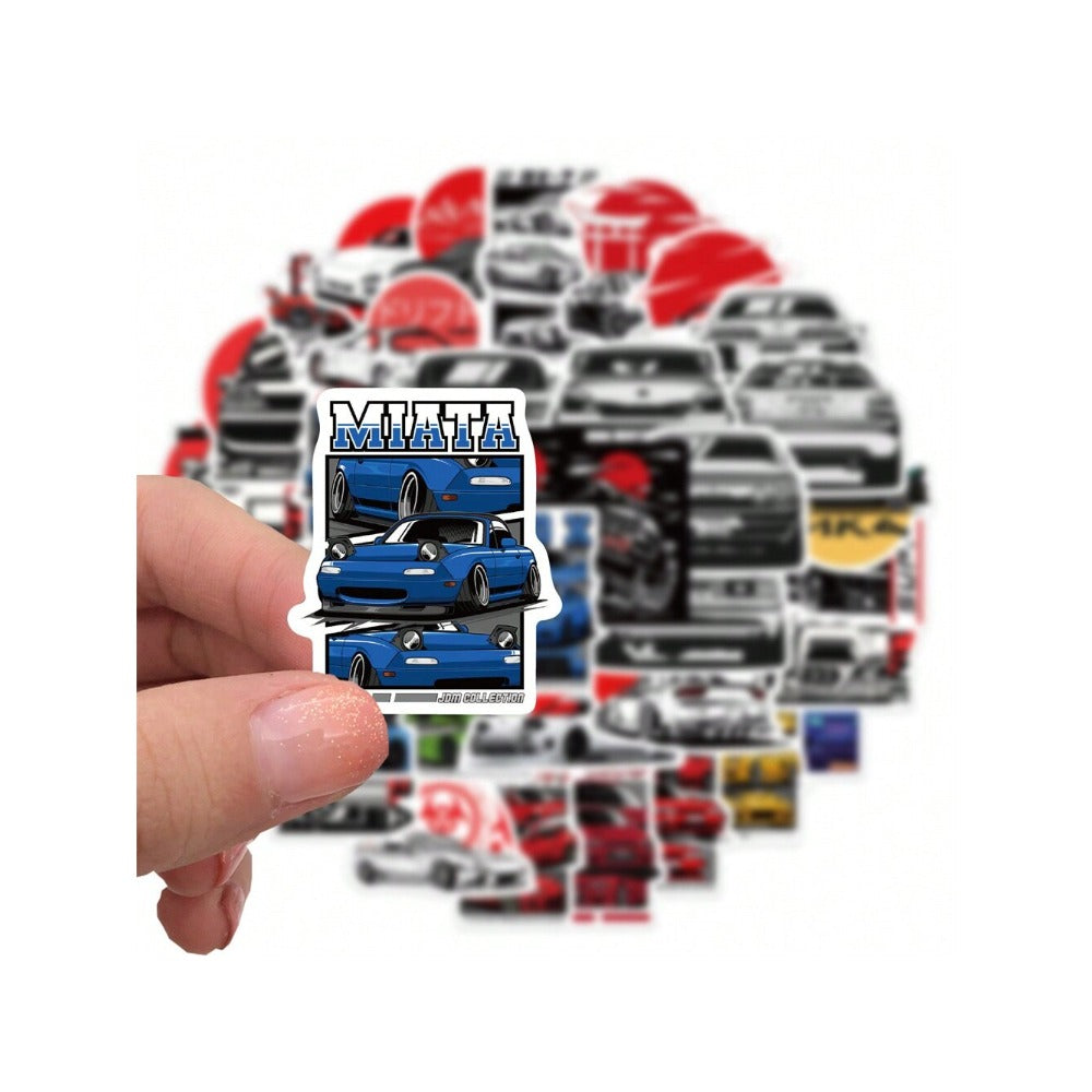 50PCS JDM Japanese-Style Racing Graffiti Stickers Stylish and Fashionable Decals for Notebooks Perfect for Luggage, Laptops, Skateboards, and Stationery Cases