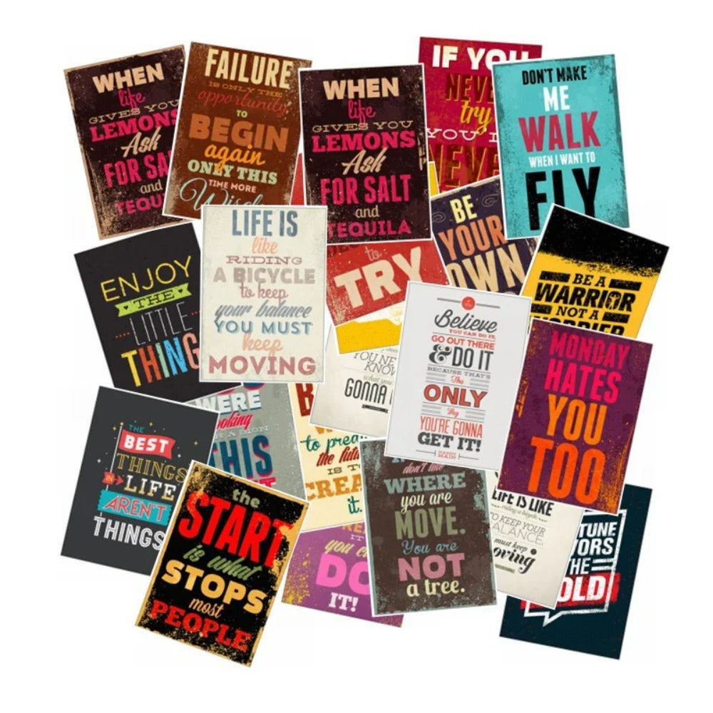 25-Piece Motivational Quotes Sticker Set Perfect for luggage, laptops, skateboards, water bottles, pencil cases, and desktop decor