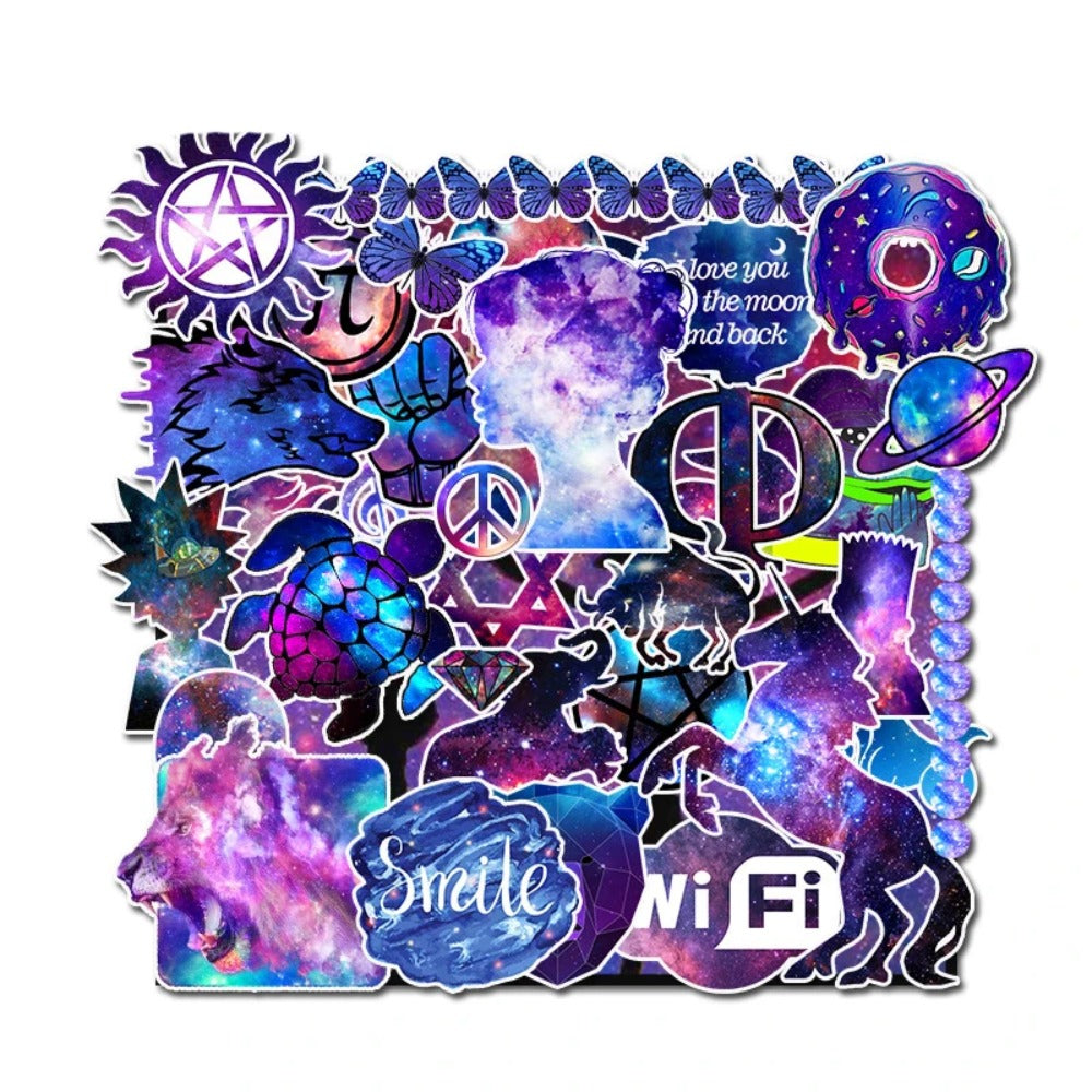 35PCS Starry Sky Cartoon Animal Doodle Stickers Perfect for Suitcases, Skateboards, Guitars, Water Bottles, Pencil Cases Exquisite DIY Desktop Decor Decals