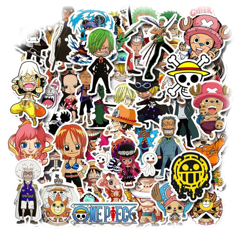 50PCS Passionate Classic One Piece Anime Cartoon Character Doodle Stickers Perfect for Backpacks, Skateboards, Water Bottles, Helmets, Guitars, Stationery Boxes, and Desktop Decoration