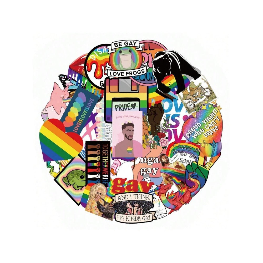 50PCS Gay Cartoon Doodle Stickers - Exquisite, Fashionable, Creative DIY Journal Decor Decals Suitable for Furniture, Skateboards, Helmets, Luggage, Laptops, and Stationery Boxes