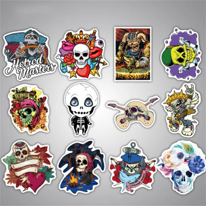 50PCS Cartoon Spooky Halloween Skull Graffiti Stickers for Notebooks, Suitcases, Helmets, Skateboards, Water Bottles, Stationery Cases, and Desktop Decor