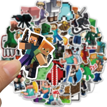 50PCS Minecraft Inspired Stickers - Block Game Decals for Laptops, Water Bottles, Gaming Setups & Video Game Fan Gifts