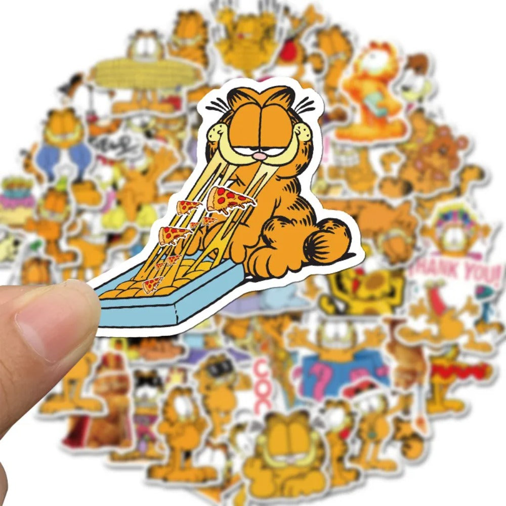 50PCS Adorable Cartoon Garfield Animal Doodle Stickers Perfect for Bags, Skateboards, Water Bottles, Helmets, Guitars, Stationery Boxes Exquisite DIY Desktop Decor Decals