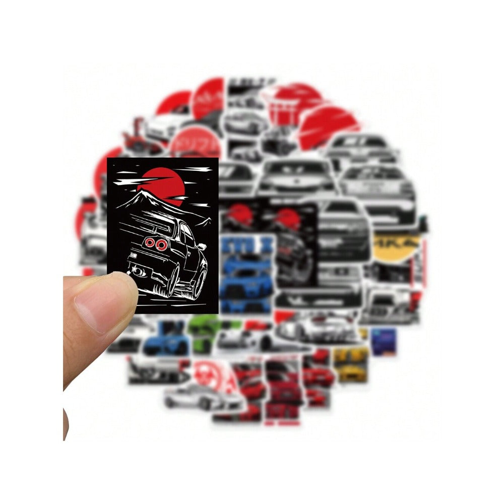 50PCS JDM Japanese-Style Racing Graffiti Stickers Stylish and Fashionable Decals for Notebooks Perfect for Luggage, Laptops, Skateboards, and Stationery Cases