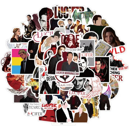 50PCS New Lucifer TV Series Graffiti Stickers for Suitcases, Skateboards, Water Bottles, Helmets, Guitars, and More Exquisite DIY Journal Decorative Decals