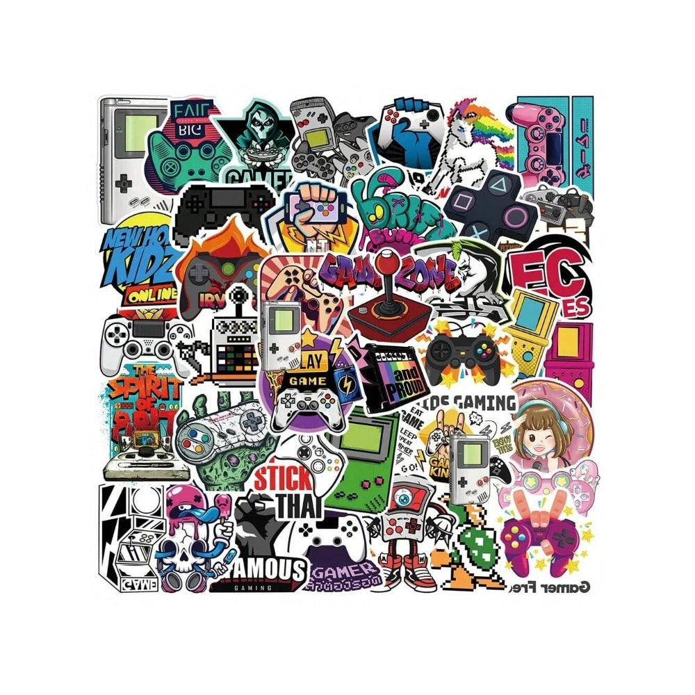 50PCS Cartoon Retro Game Console Series Doodle Stickers Cool Fashion DIY Decorative Stickers for Notebooks Perfect for Suitcases, Laptops, Skateboards, Pencil Cases, and Desktops