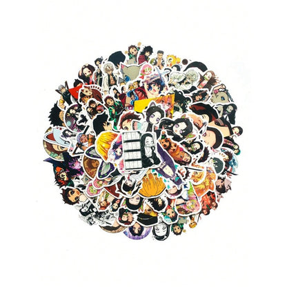 50PCS Cartoon Japanese Anime Demon Slayer Series Decorative Style Graffiti Stickers Exquisite Fashionable Planner Decals Suitable for Cups, Helmets, Skateboards, Stationery Boxes, and Desktops