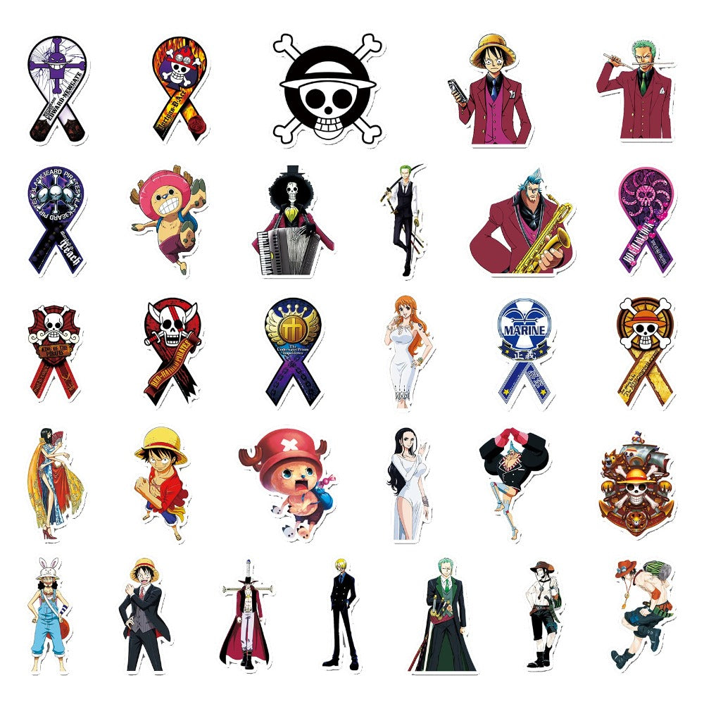 56PCS Anime One Piece Straw Hat Boy Doodle Stickers Perfect for Suitcases, Tablets, Skateboards, Water Bottles Exquisite DIY Notebook & Desktop Decor Decals