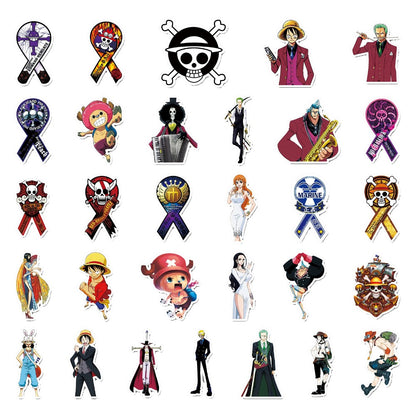 56PCS Anime One Piece Straw Hat Boy Doodle Stickers Perfect for Suitcases, Tablets, Skateboards, Water Bottles Exquisite DIY Notebook & Desktop Decor Decals