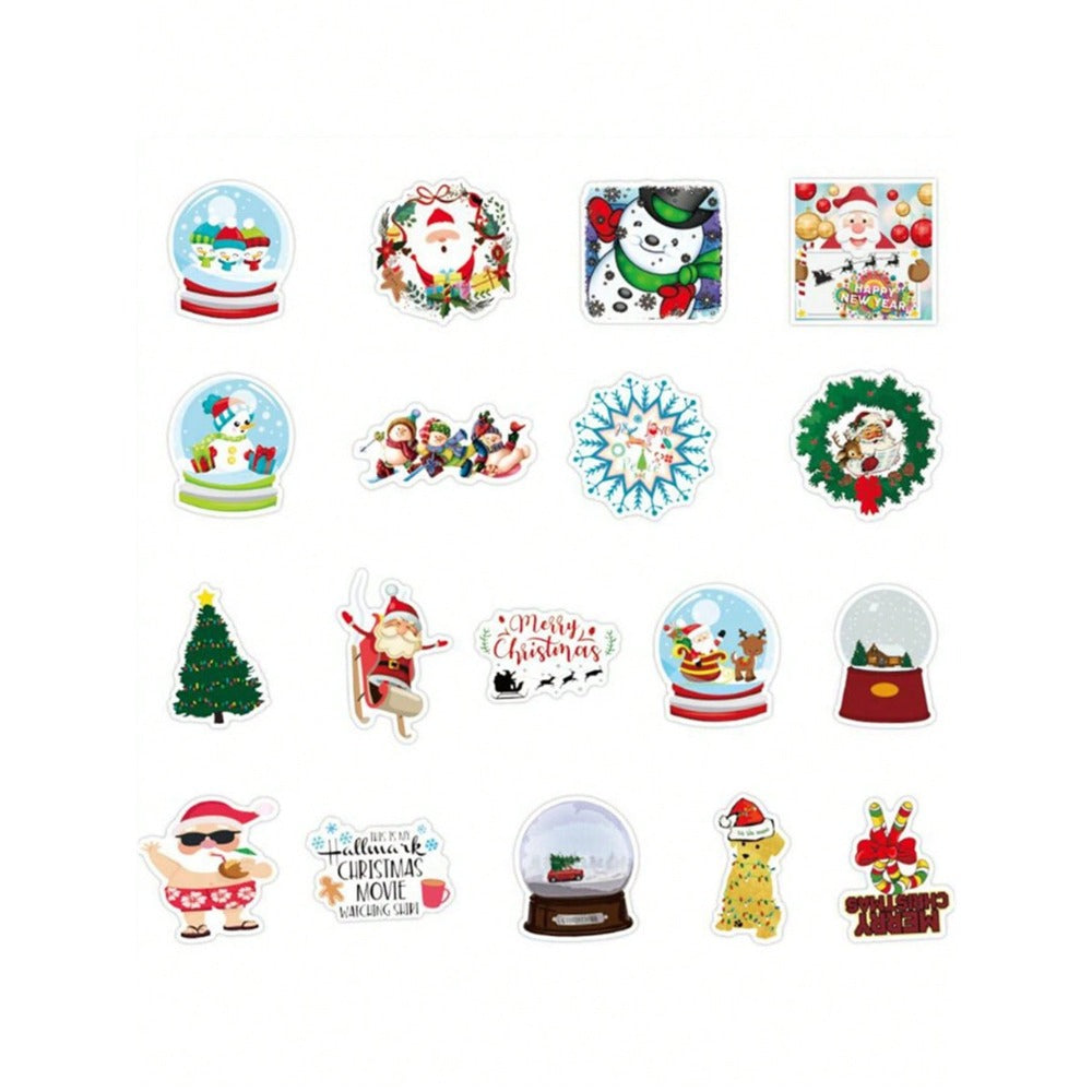 50PCS Cartoon Christmas Gift Doodle Stickers Festive, Stylish, Creative DIY Decorative Decals Perfect for Mugs, Helmets, Skateboards, Refrigerators, Laptops, Stationery Boxes, and Desks