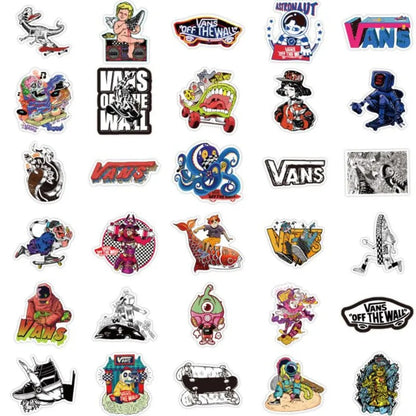 50PCS Cartoon Cool Trend Diary Waterproof Doodle Stickers for Suitcases, Skateboards, Guitars - Exquisite Creative Decorative Decals
