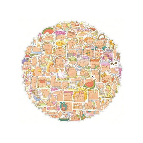 100PCS Cartoon Cute Bear Animal Doodle Stickers Exquisite Fashion Creative DIY Planner Decoration Stickers Suitable for Skateboards, Water Bottles, Helmets, Guitars, and Stationery Boxes