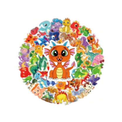 60PCS Cute Cartoon Dinosaur Doodle Stickers Exquisite, Fashionable, Creative DIY Decorative Decals Perfect for Notebooks, Refrigerators, Helmets, Guitars, Water Bottles, Skateboards, and Stationery Boxes
