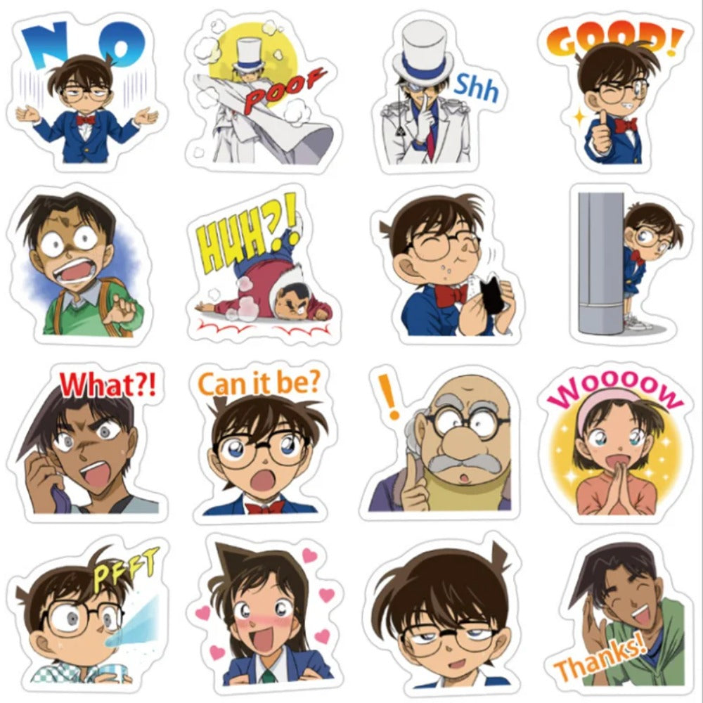 50PCS Classic Anime Detective Conan Doodle Stickers Perfect for Suitcases, Helmets, Skateboards, Laptops, Stationery Boxes Exquisite Desktop Decals