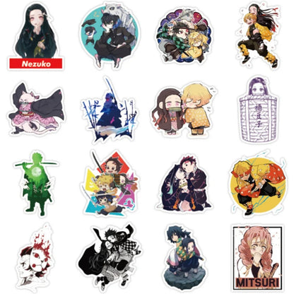 50PCS Demon Slayer Cartoon Doodle Stickers for Suitcases, Notebooks, Phones, Skateboards, Water Bottles, Stationery Boxes, and Beautiful Desktop Decor