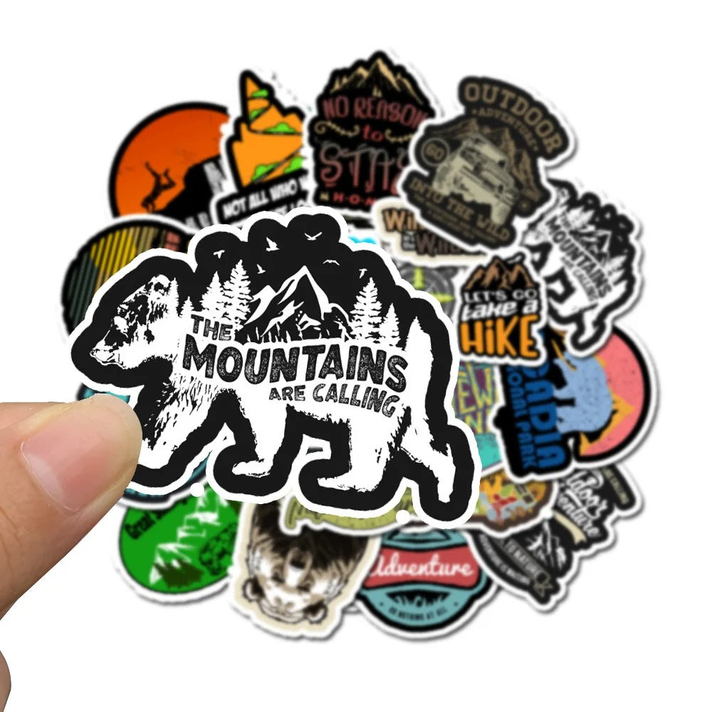 50PCS Outdoor Scenery Cartoon Doodle Stickers Perfect for Suitcases, Skateboards, Water Bottles, Helmets, Stationery Boxes Exquisite DIY Desktop Decorations & Journal Stickers