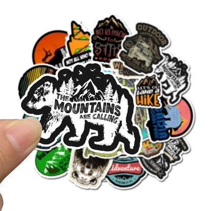 50PCS Outdoor Scenery Cartoon Doodle Stickers Perfect for Suitcases, Skateboards, Water Bottles, Helmets, Stationery Boxes Exquisite DIY Desktop Decorations & Journal Stickers
