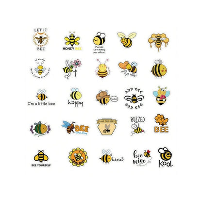 50PCS Fresh & Cute Bee Insect Cartoon Doodle Stickers Exquisite Fashion Creative DIY Journal Decorative Decals Suitable for Cups, Helmets, Skateboards, Refrigerators, Stationery Boxes