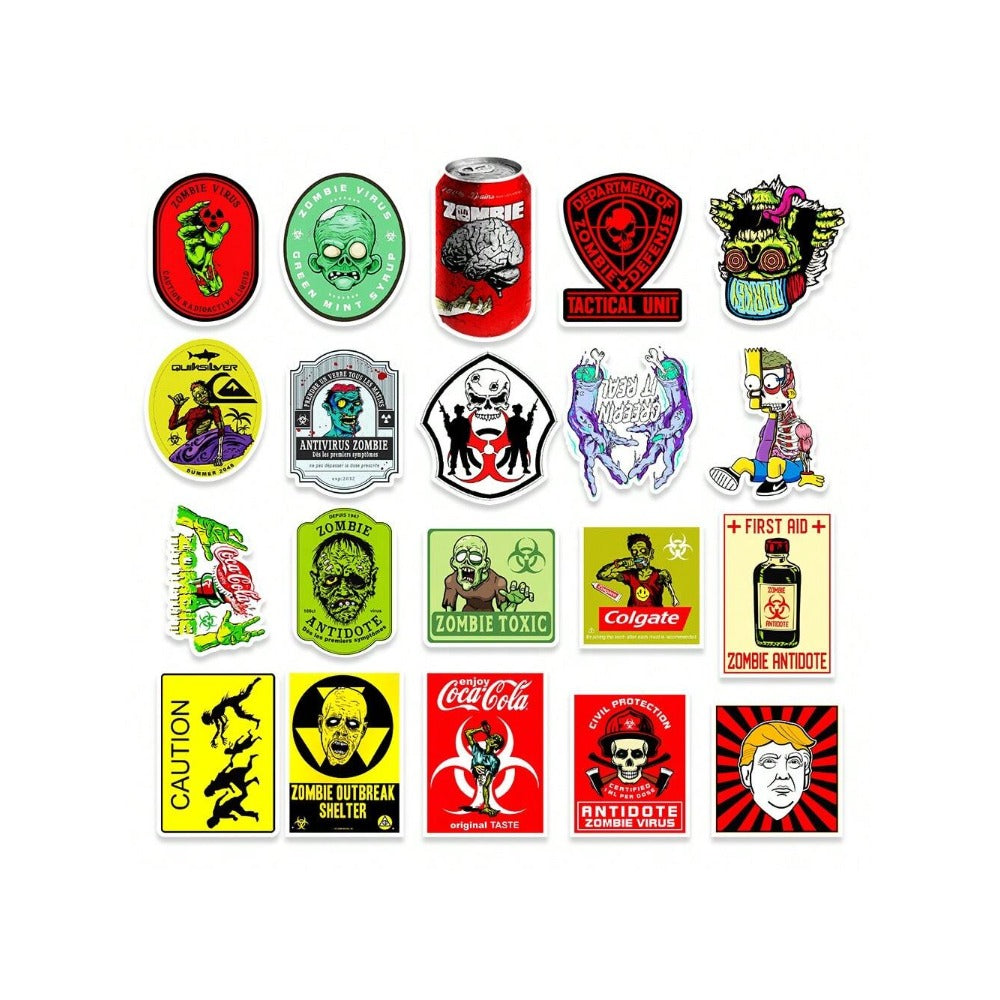 50PCS Cartoon Bio-Zombie Theme Series Doodle Stickers Exquisite, Fashionable, Creative, Trendy DIY Decorative Decals for Notebooks Perfect for Cups, Helmets, Skateboards, and Stationery Cases