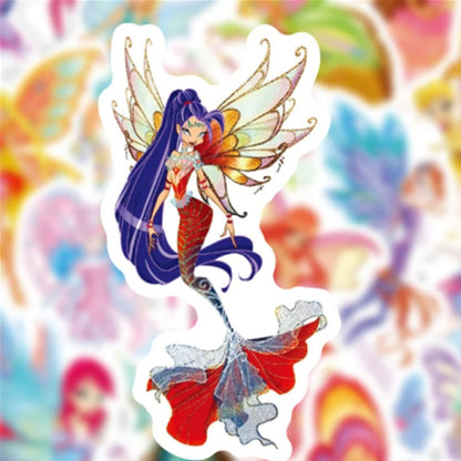 50 PCS Cute Cartoon Mermaid Fairy Tale Girl Doodle Stickers for Suitcases, Skateboards, Water Bottles, Helmets, Guitars, and More Perfect DIY Desktop and Planner Decorative Decals