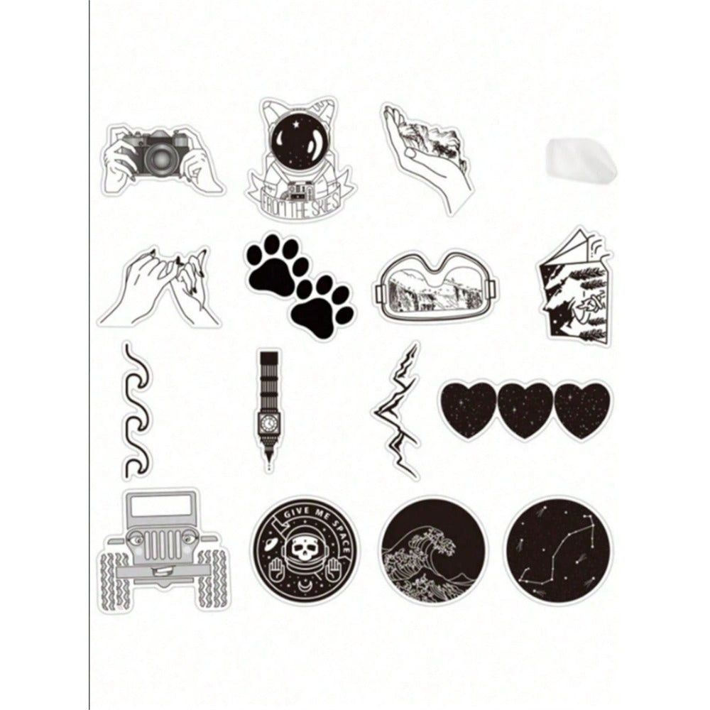 50PCS Minimalist Ink-Style Creative Doodle Stickers Exquisite Fashionable DIY Decorative Stickers for Notebooks Suitable for Mugs, Helmets, Skateboards, and Stationery Cases