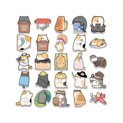 50PCS Cartoon Cat Bean Daily Emoji Doodle Stickers Exquisite, Fashionable, Creative DIY Journal Decorations Suitable for Skateboards, Guitars, Laptops, Helmets, and Stationery Boxes