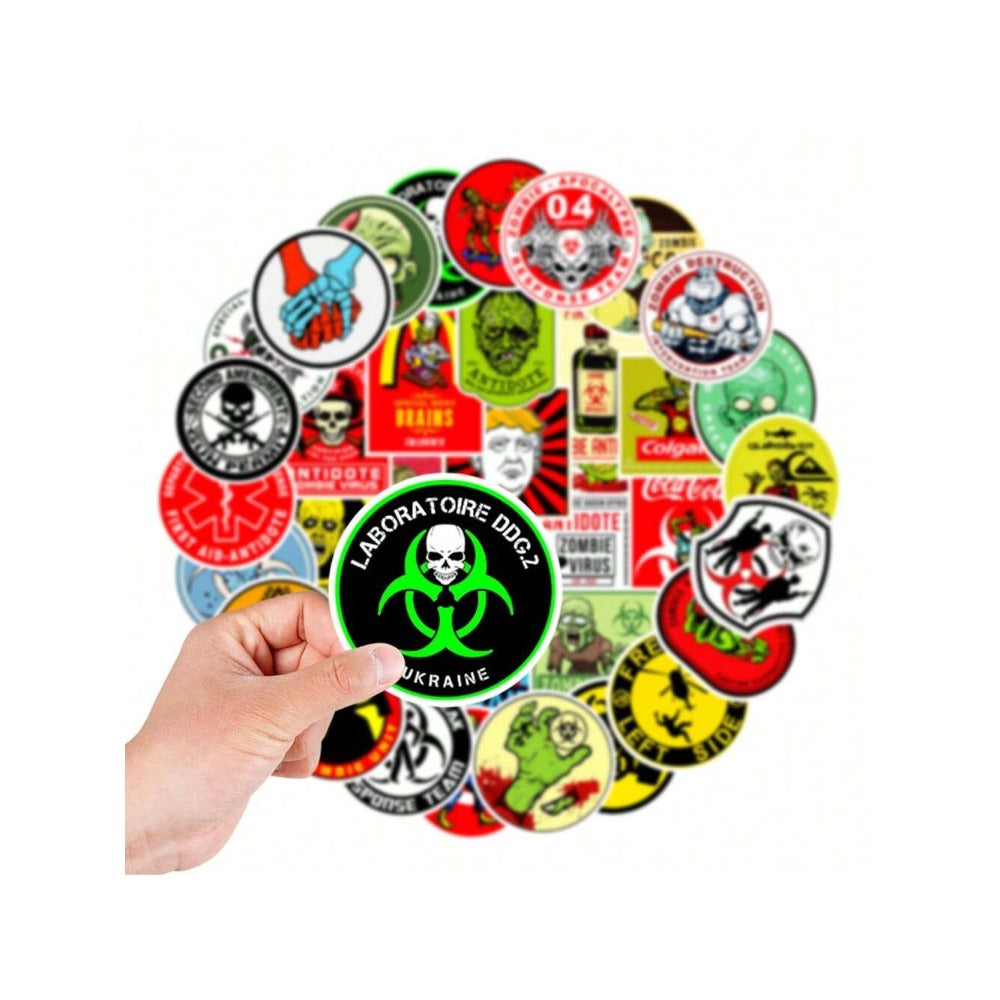50PCS Cartoon Bio-Zombie Theme Series Doodle Stickers Exquisite, Fashionable, Creative, Trendy DIY Decorative Decals for Notebooks Perfect for Cups, Helmets, Skateboards, and Stationery Cases