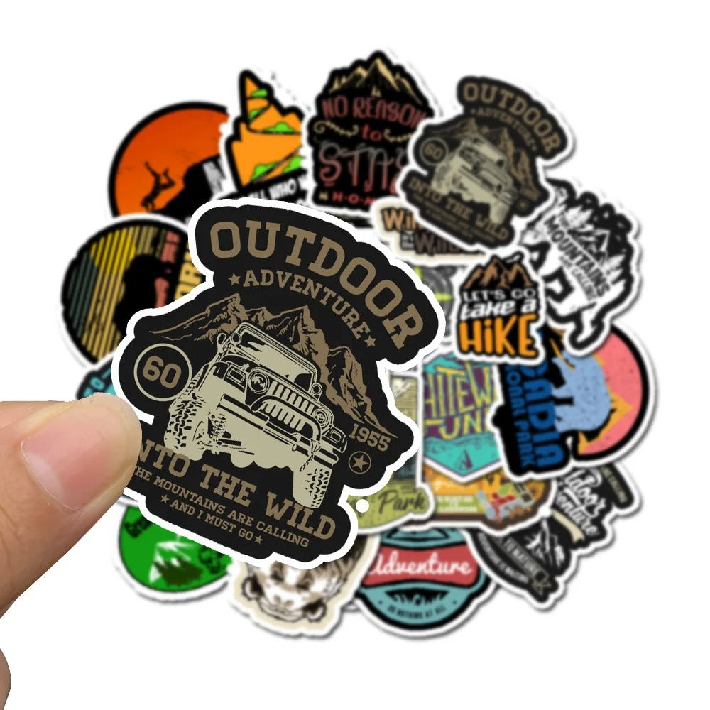 50PCS Outdoor Scenery Cartoon Doodle Stickers Perfect for Suitcases, Skateboards, Water Bottles, Helmets, Stationery Boxes Exquisite DIY Desktop Decorations & Journal Stickers