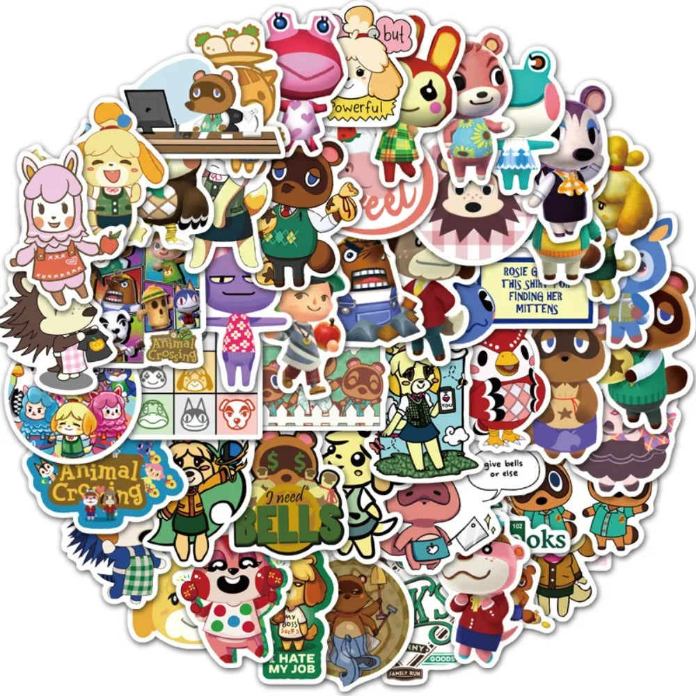 50PCS Animal Crossing Inspired Stickers - Chill Island Life Doodle Decals for Planners, Switch Consoles & Cozy Gaming Merch Collection
