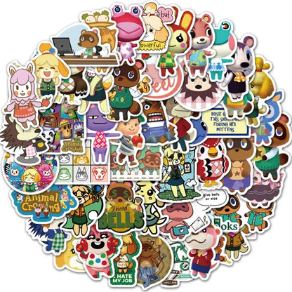 50PCS Animal Crossing Inspired Stickers - Chill Island Life Doodle Decals for Planners, Switch Consoles & Cozy Gaming Merch Collection