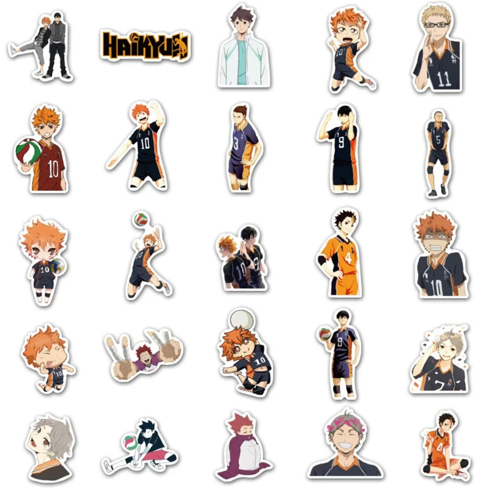 50PCS Haikyu!! Inspired Volleyball Stickers - Anime Sports Doodle Decals for Water Bottles, Laptops & Fan Merch Collection