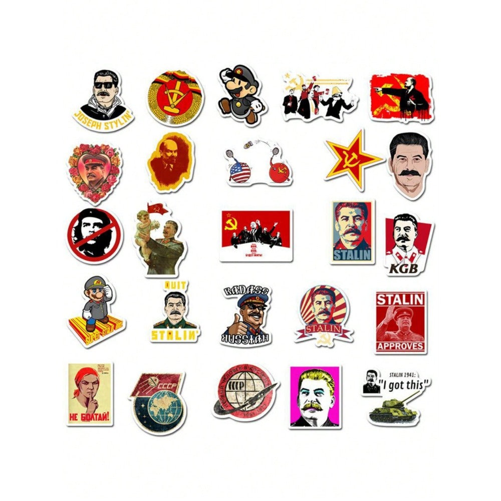 50PCS Art Illustration Retro Red WWII Series Decorative Style Graffiti Stickers Exquisite Fashion Creative DIY Decorative Decals Suitable for Mugs, Helmets, Skateboards, Pencil Cases, and Desktops