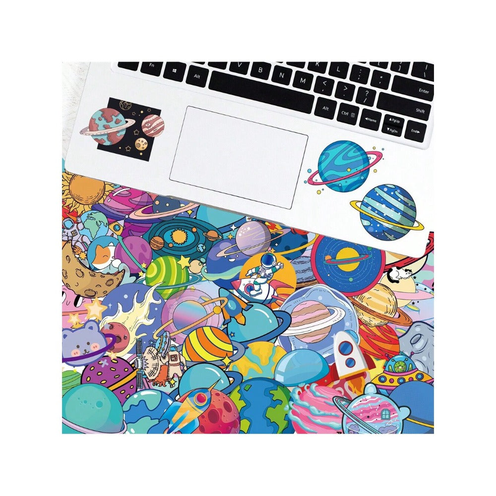 50PCS Cartoon Transparent Cosmic Planet Doodle Stickers Exquisite, Stylish, Creative DIY Decorative Stickers for Notebooks Suitable for Refrigerators, Guitars, Helmets, Skateboards, and Stationery Boxes