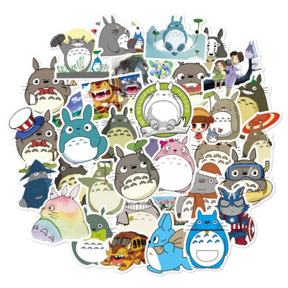 50PCS Cartoon Hayao Miyazaki Anime My Neighbor Totoro Adorable Doodle Stickers Perfect for Decorating Luggage, Laptops, Skateboards, Water Bottles, Stationery Boxes Exquisite Desktop Decals