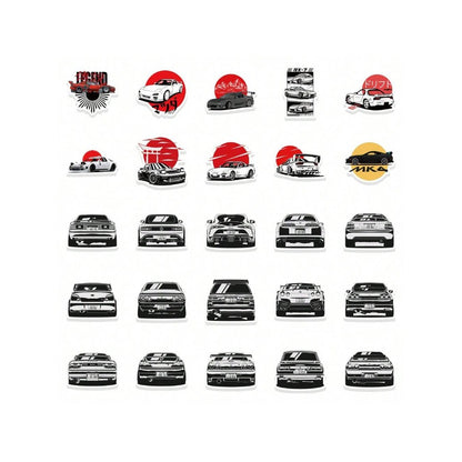 50PCS JDM Japanese-Style Racing Graffiti Stickers Stylish and Fashionable Decals for Notebooks Perfect for Luggage, Laptops, Skateboards, and Stationery Cases