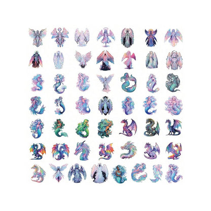 50PCS Cartoon Cute Angel Mermaid Doodle Stickers Exquisite Creative Decorations DIY Journal Stickers Suitable for Water Bottles, Guitars, Skateboards, and Stationery Boxes