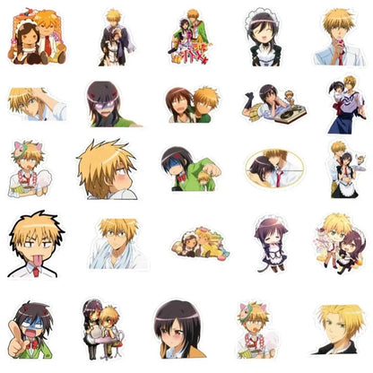 50PCS Cartoon Anime Maid-Themed Doodle Stickers Perfect for Notebooks, Skateboards, Water Bottles, Helmets, and Desktop Decor Elegant Adhesive Embellishments for Handmade Journals