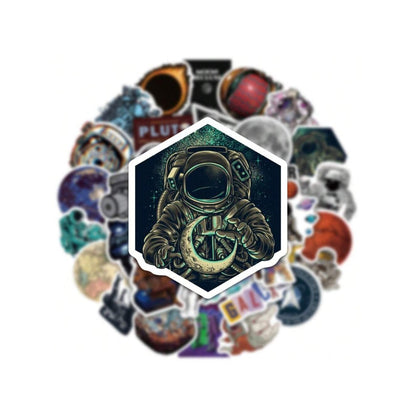 100PCS Cosmic Planet Astronaut Animal Doodle Stickers Exquisite, Stylish, Creative DIY Journal Decorations Suitable for Notebooks, Skateboards, Mugs, Helmets, Water Bottles, and Stationery Boxes