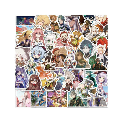 50PCS Cartoon Genshin Impact Character Merchandise Doodle Stickers Exquisite, Stylish, Creative DIY Decorative Decals Suitable for Computer Desks, Guitars, Skateboards, Water Bottles, Stationery Boxes, and Table Surfaces