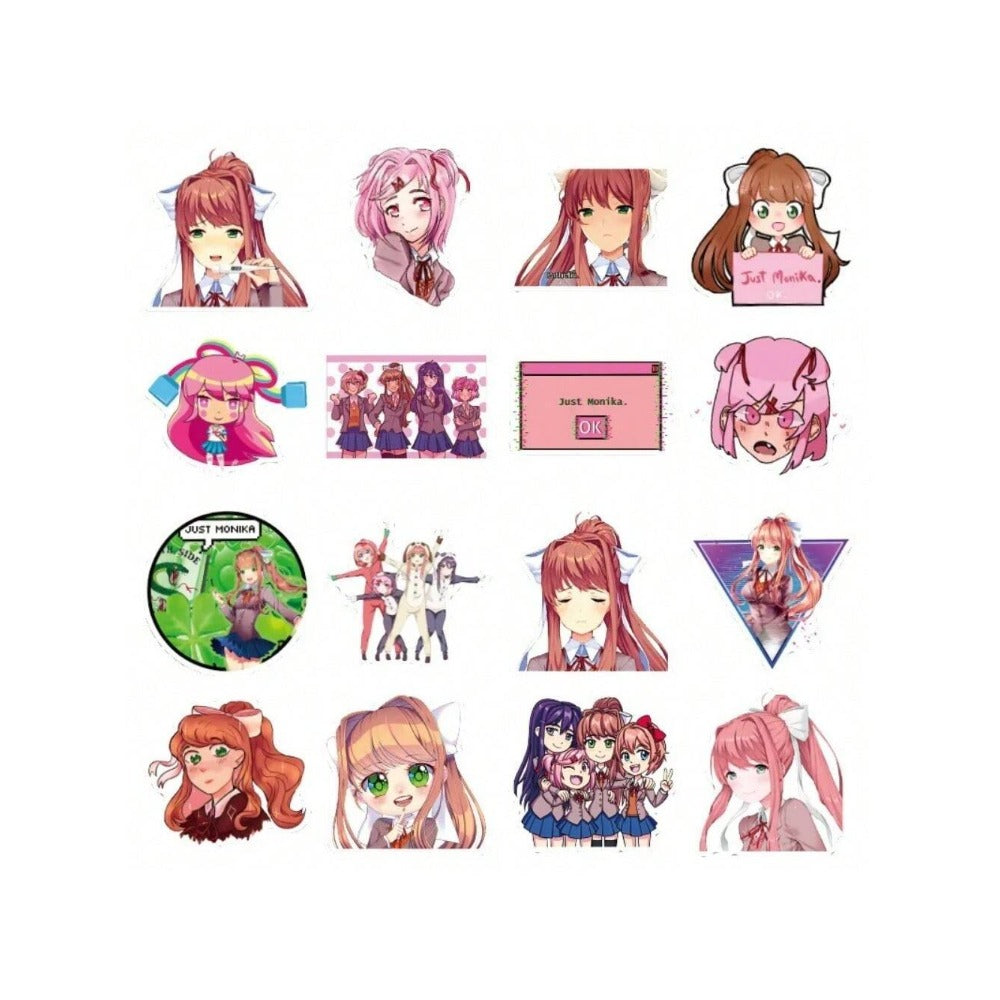 50PCS Anime Cartoon Monica Doodle Stickers - Exquisite, Fashionable, Creative DIY Journal Decorations Suitable for Helmets, Water Bottles, Guitars, Skateboards, and Stationery Cases