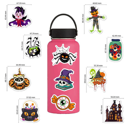 100PCS Halloween Pumpkin Stickers, Bulk Cute Cartoon Doodle Decals for Massive Party Decor and Treat Bags
