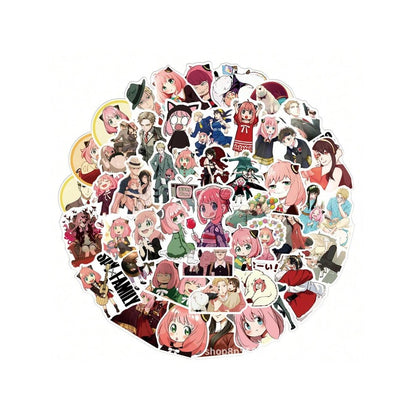 50PCS SPY*FAMILY Japanese Anime Cute Anya Doodle Stickers Exquisite, Fashionable, Creative DIY Journal Decorative Decals Suitable for Suitcases, Laptops, Phone Cases, and Stationery Boxes