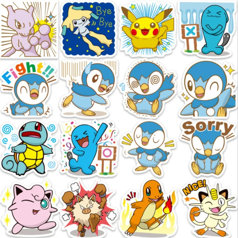 50PCS Cute Cartoon Pokémon Doodle Stickers Exquisite, Fashionable, Creative DIY Planner Decor Decals Perfect for Mugs, Helmets, Skateboards, and Pencil Cases