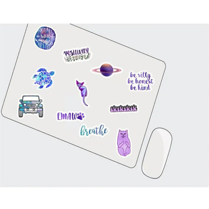 50PCS Cartoon Purple Fresh & Chic Doodle Stickers Exquisite, Fashionable, Creative DIY Journal Decorations Suitable for Water Bottles, Helmets, Skateboards, Guitars, and Stationery Boxes