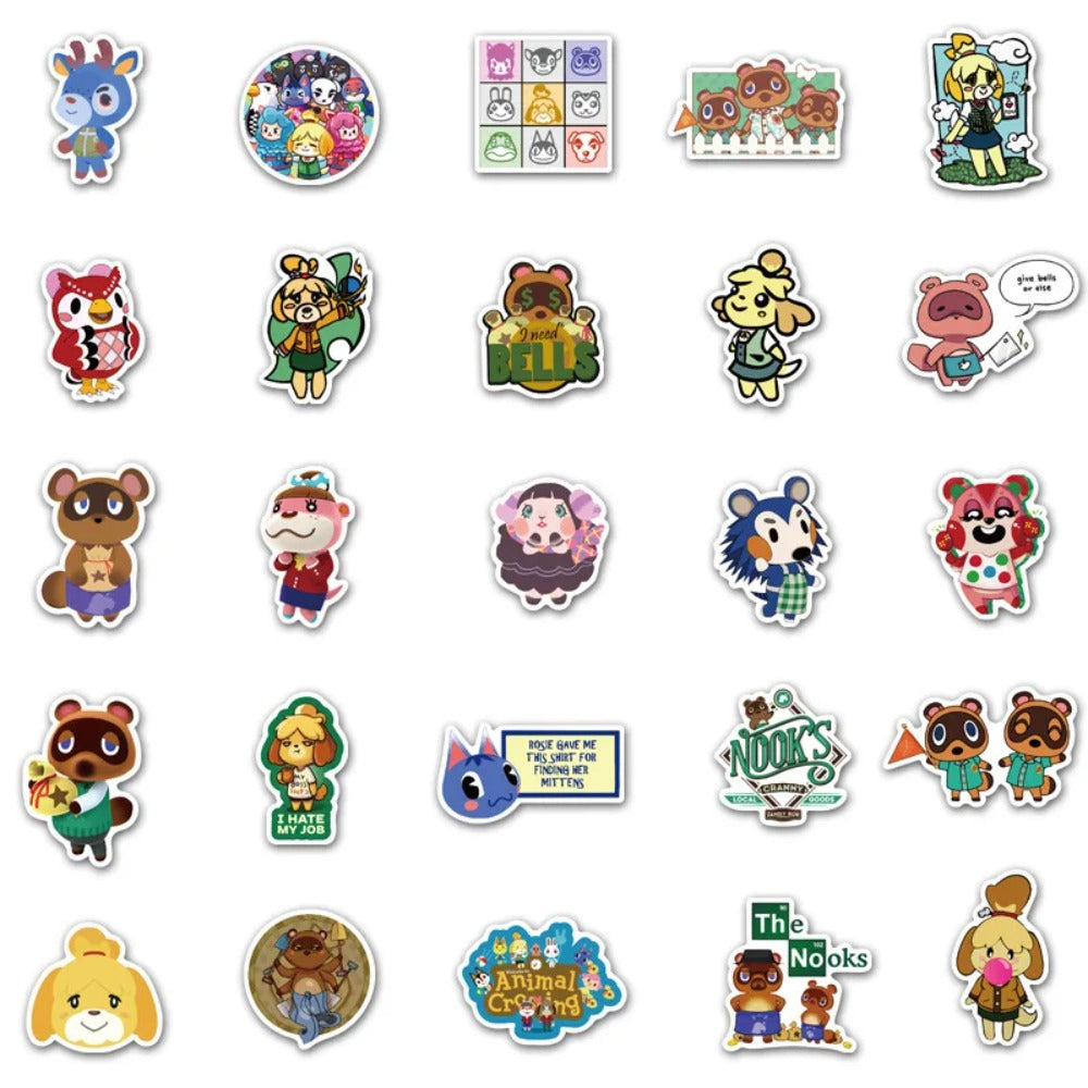 50PCS Animal Crossing Inspired Stickers - Chill Island Life Doodle Decals for Planners, Switch Consoles & Cozy Gaming Merch Collection
